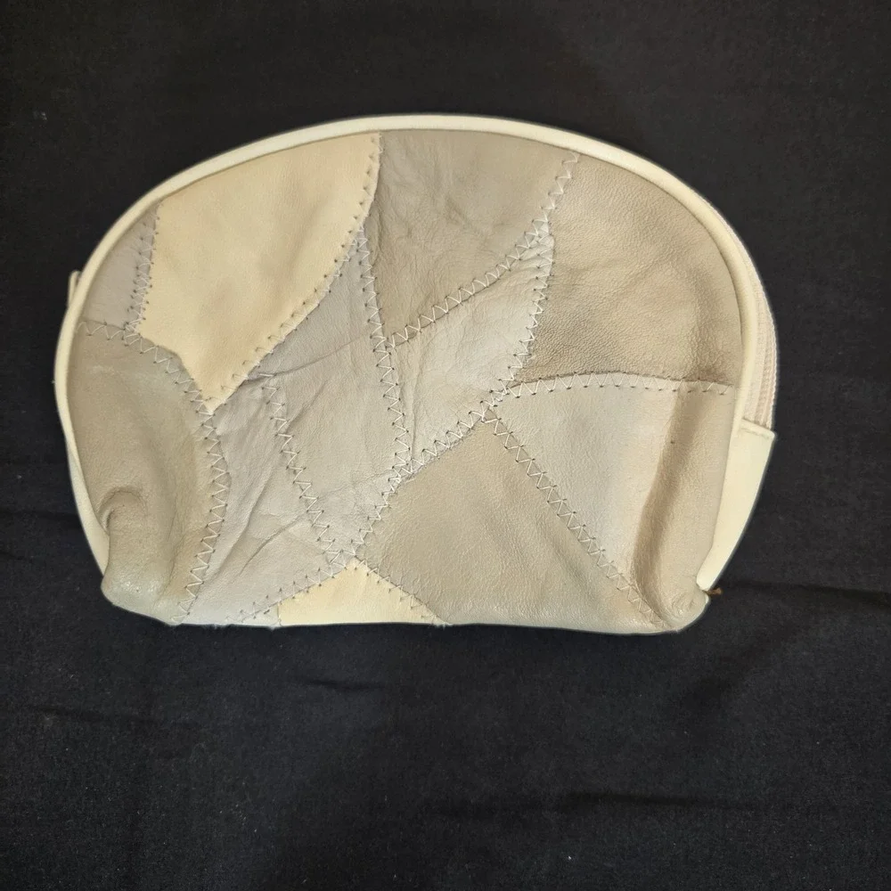 Vintage Allan Edward Patchwork  Leather and Suede Makeup Bag